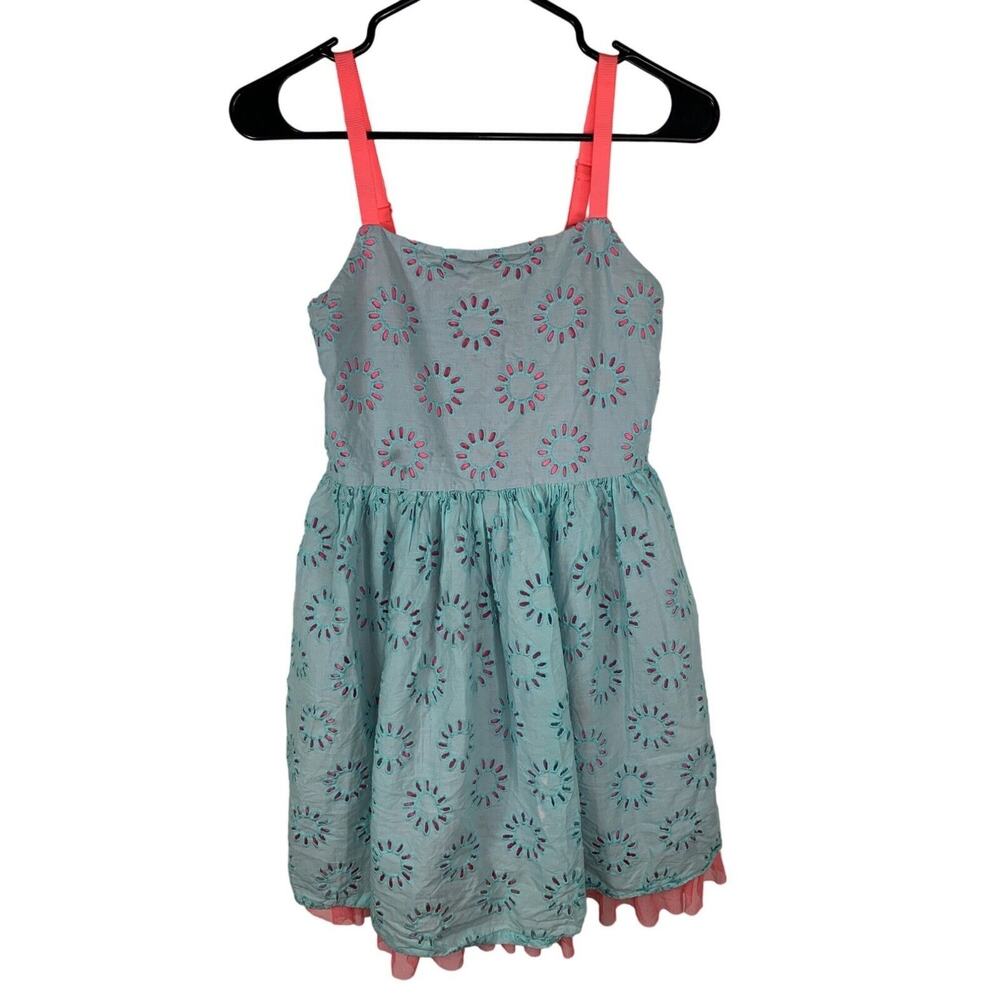 Gap Kids XXL Floral Embroidered Sundress Blue & Pink Adjustable Straps